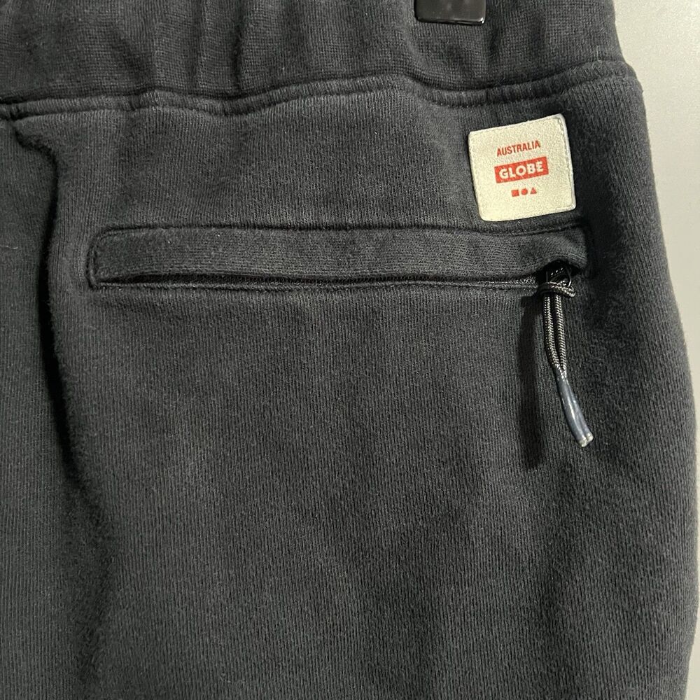 Globe Australia Traveller Fleece Elastic Waist Organic Cotton Shorts Black Med View 5